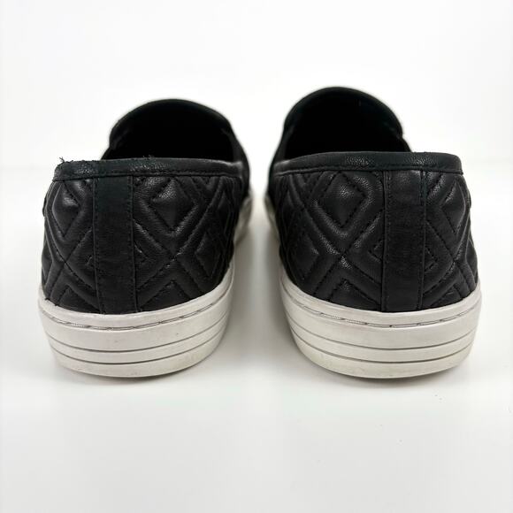 Tory Burch Jesse Quilted Leather Slip On Sneaker Black Size 10 Loafer Flats Logo - Picture 6 of 16